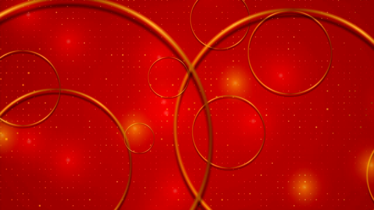 금색 반지와 함께 추상적인 밝은 빨간색 럭셔리 모션 배경