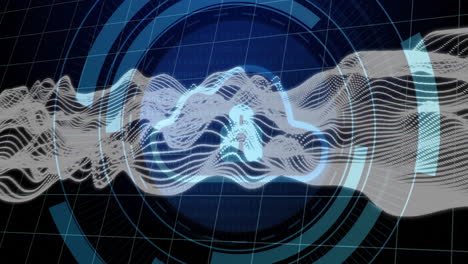 animation of digital data processing over cloud and padlock icon