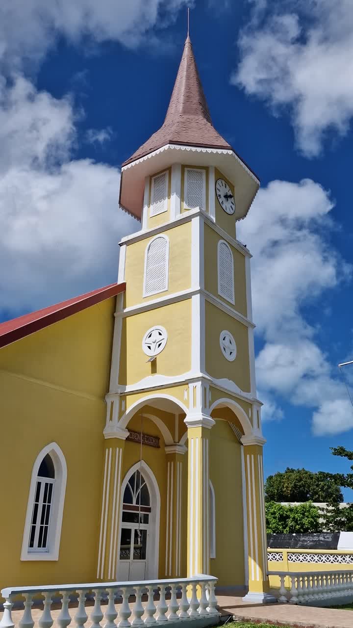 Vertical View, Church of Vaitape on Bora Bora Island, French Polynesia