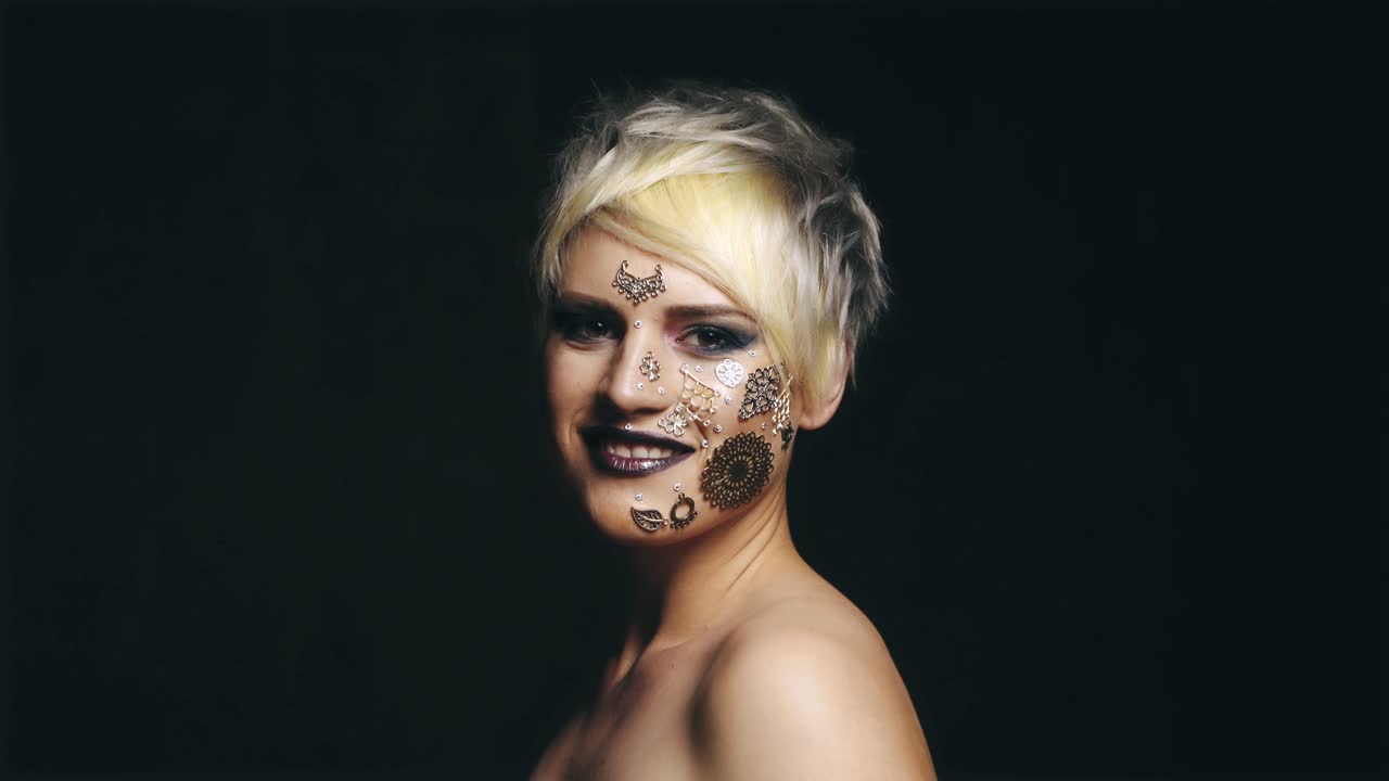 Model with fantasy make up. Fashion female model with fantasy make up