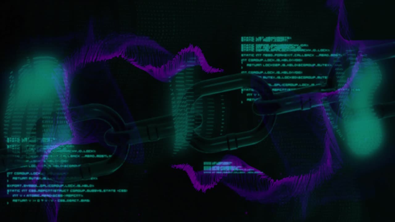 Animation of online security chain, networks and data processing