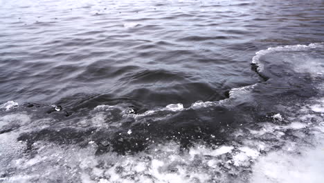 cold water lake with iced edge