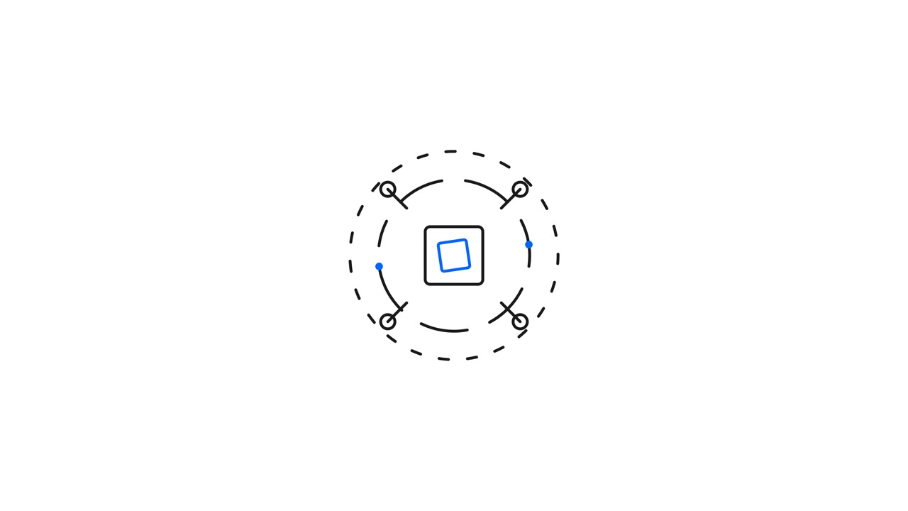 Icona di Caricamento Animata Minimalista con Elementi Rotanti