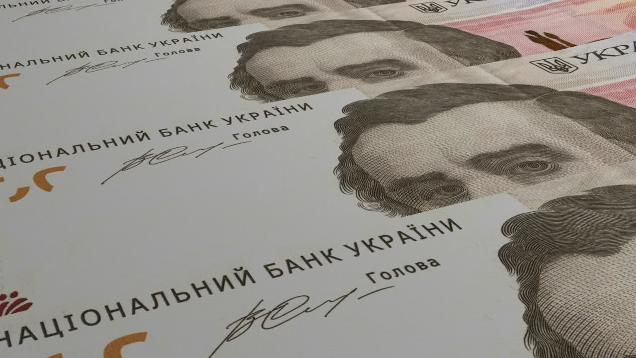 100 우크라이나 hryvnia 지폐의 배경, 많은 지폐.
