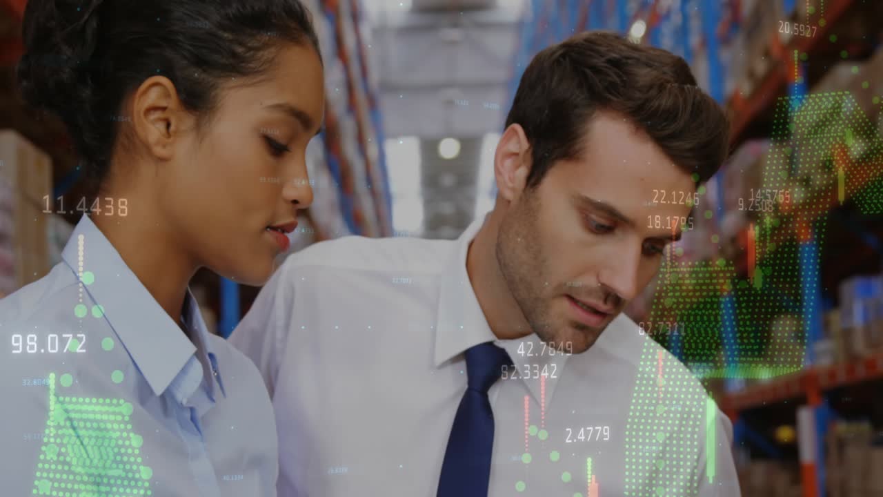 Animation of data processing over diverse workers in warehouse