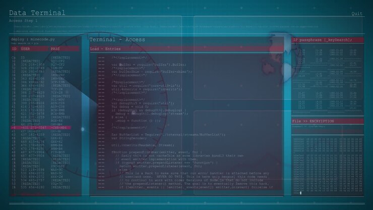 Animation of data processing and scope scanning over screens