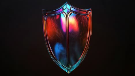 glowing, colorful shield