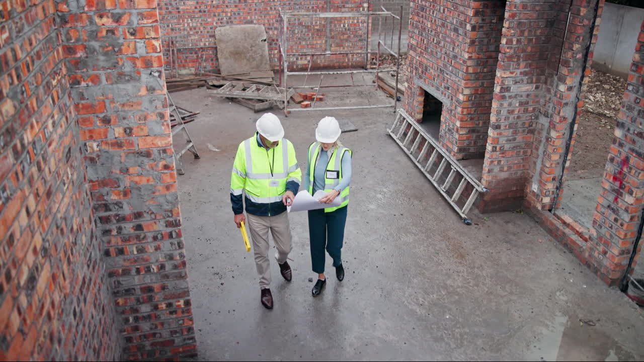 Construction site with engineers