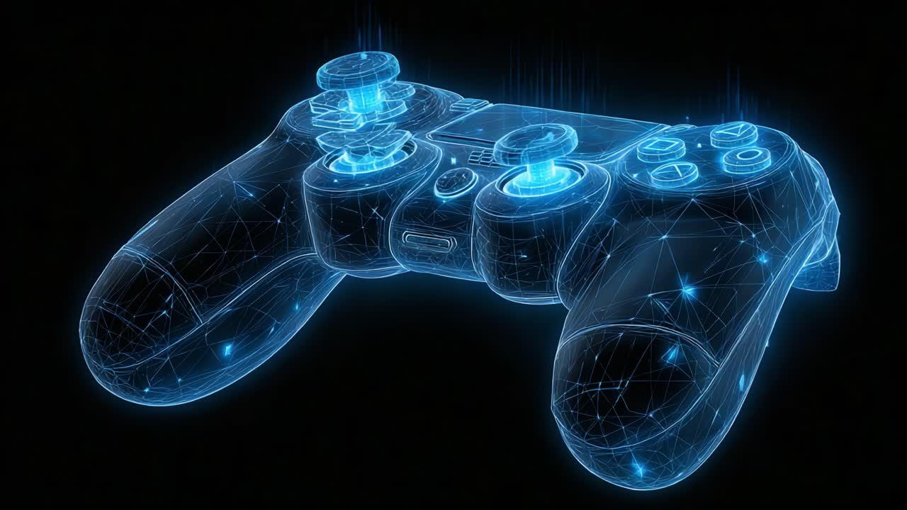 A Stunning Visualization of a Game Controller Showcasing Futuristic Design and Advanced Technology in a Low-Poly 3D Style, Perfect for Gaming Enthusiasts and Designers
