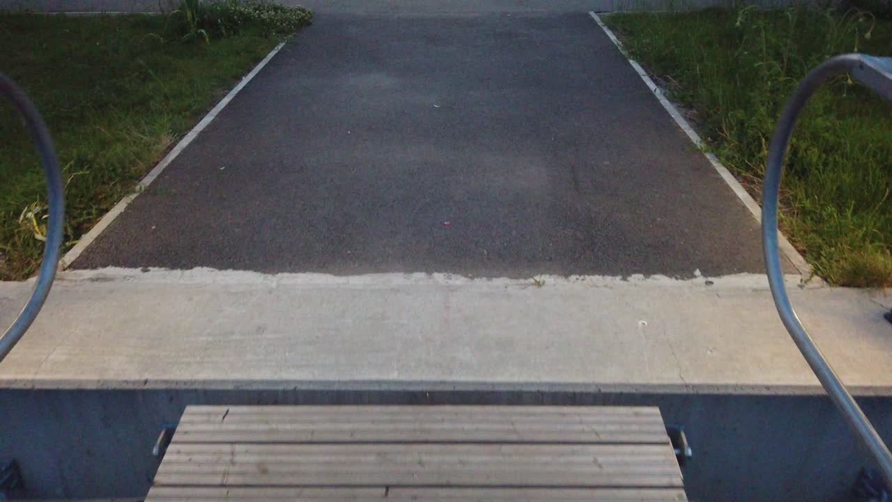 Walking on a pontoon on lake