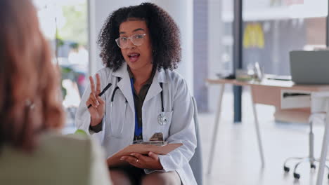 woman, doctor consulting patient