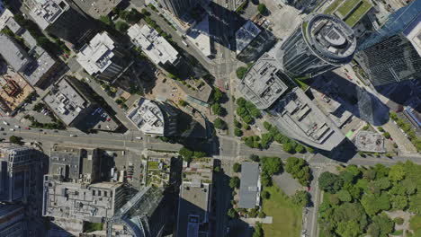 seattle washington aerial v131 dolly out down shot of denny way street, south lake union buildings and park - june 2020