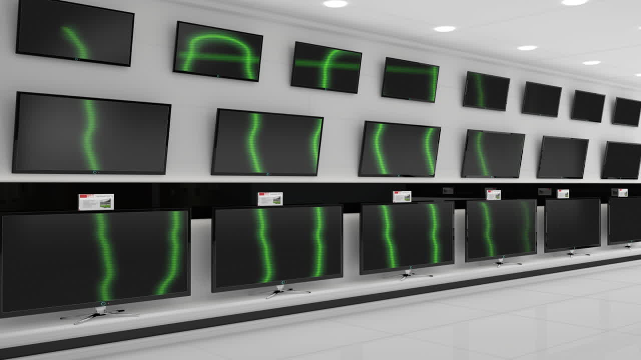 상점 에 전시 된 플랫 스크린 텔레비전