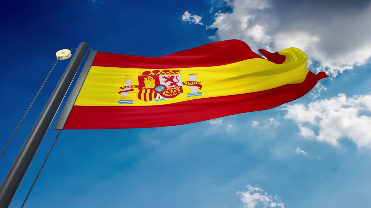 agitando la bandera de españa