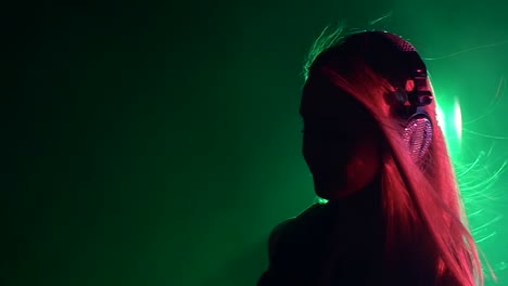 dj woman in profile silhouette