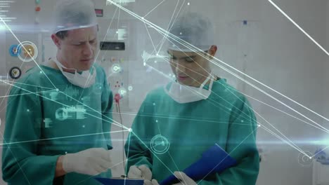 animación de la red de conexiones entre diversos médicos varones
