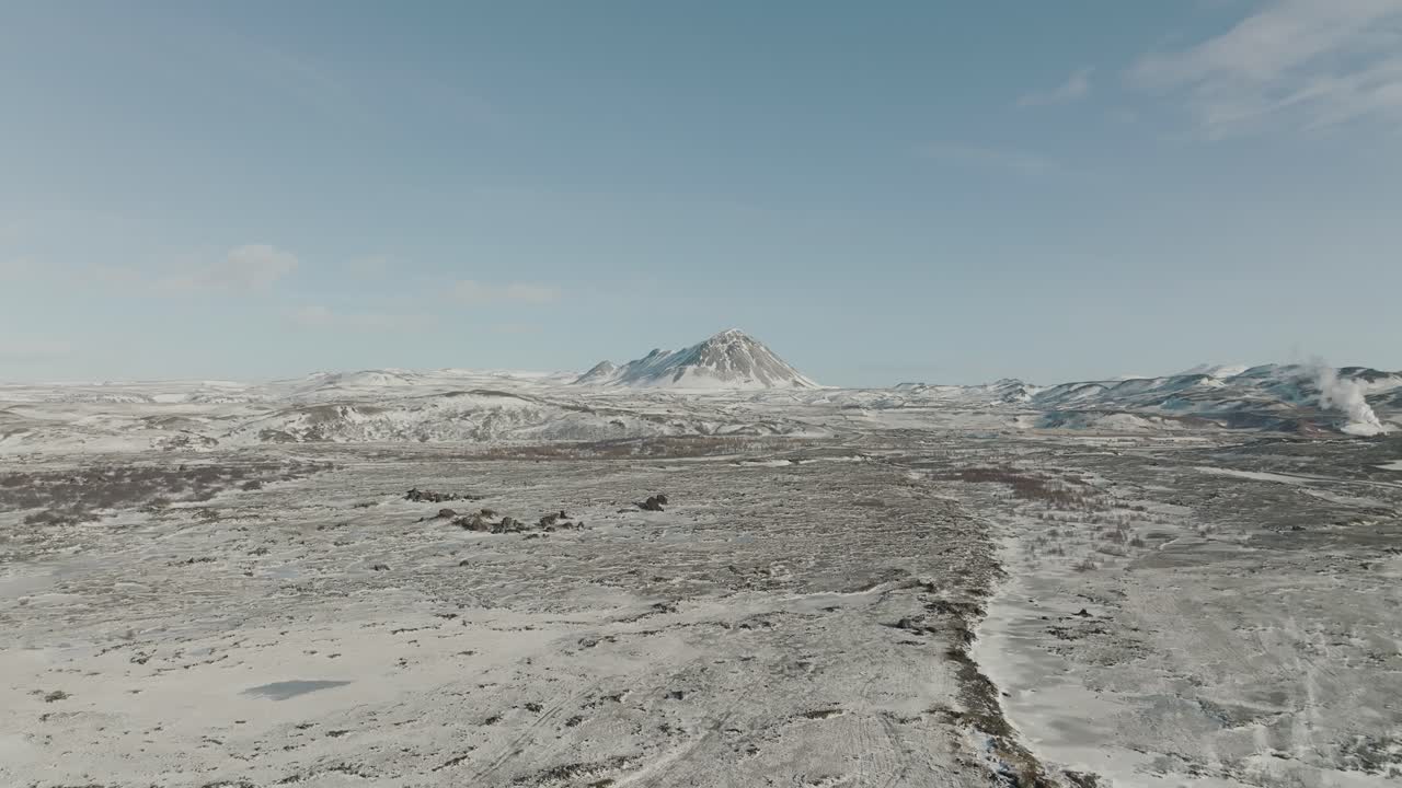 sereno paisaje invernal de islandia con espacio de copia en el cielo - antena