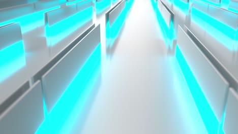 white looped futuristic background with blue glowing lines and elements