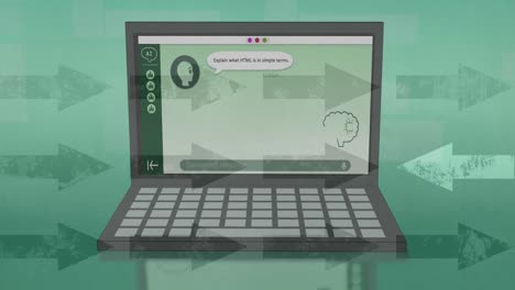 Animation-Der-KI-Datenverarbeitung,-Chat-Und-Symbole-Auf-Dem-Laptop-Bildschirm