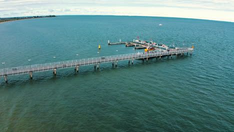 drone shot of pier on the baltic sea