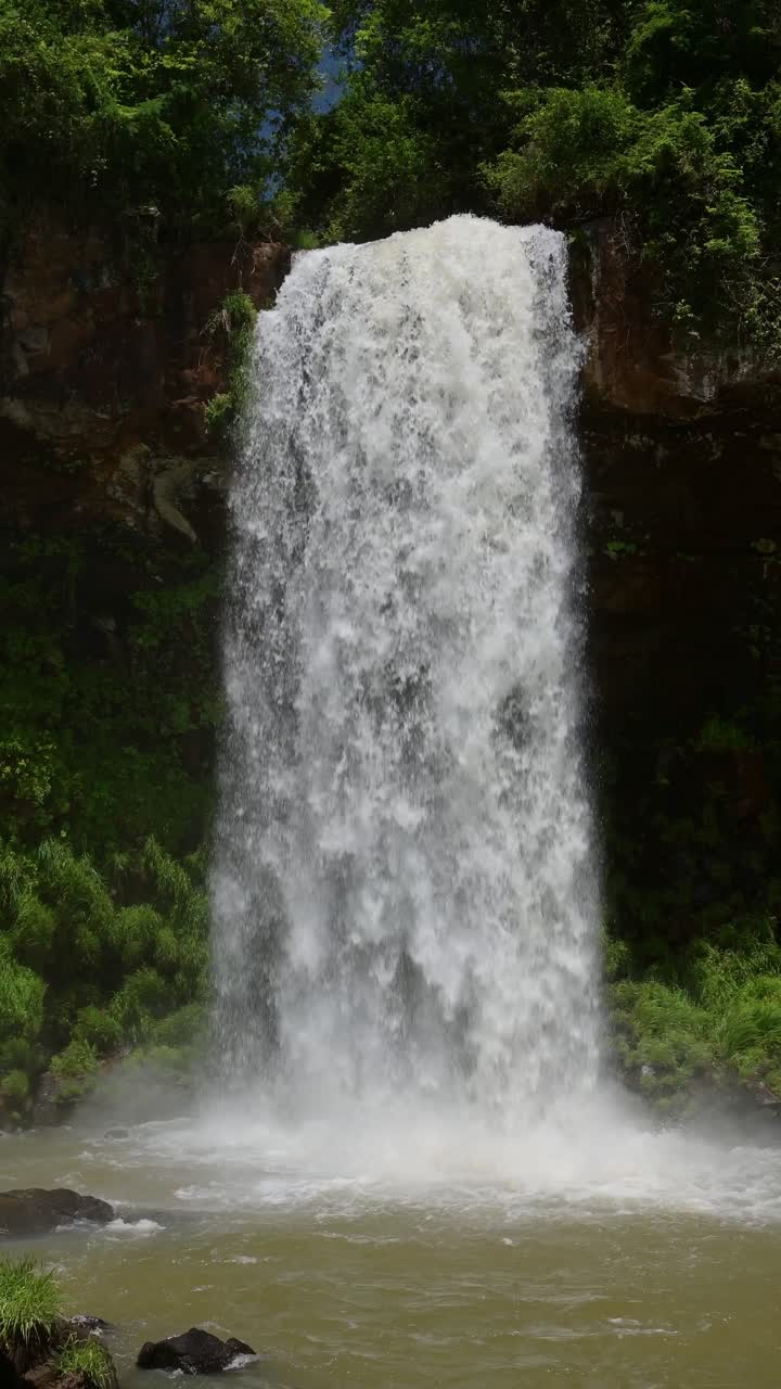 Powerful Waterfall Landscape Scenery, Amazing Nature Vertical Video for Social Media Instagram Reels and Tiktok of Argentina Iguazu Falls Close Up of Beautiful Waterfalls at Iguacu Falls