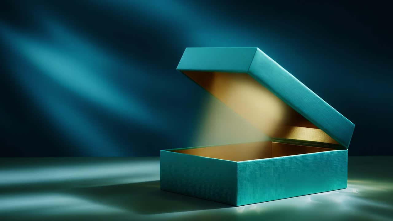 An Enigmatic Teal Box Under Mysterious Lighting: A Captivating Visual Journey Into Unseen Treasures, Awaiting Discovery and Unveiling Hidden Secrets in the Shadows