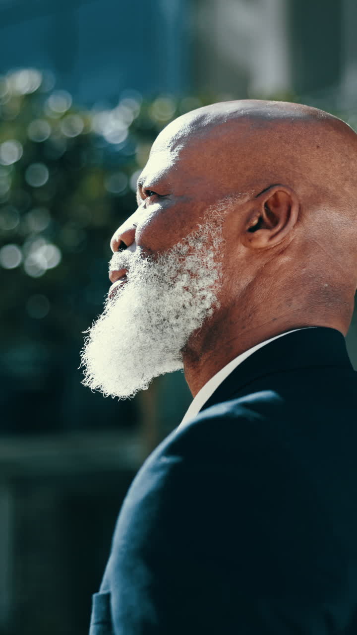 Vision, black man and mature ceo in city