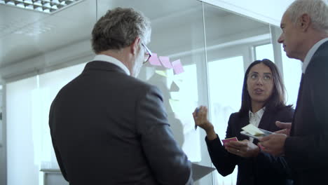 mujer profesional explicando la estrategia de marketing