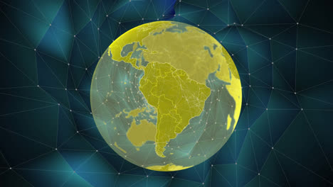 animation des globus mit weltkarte über digitalen raum mit verbindungen