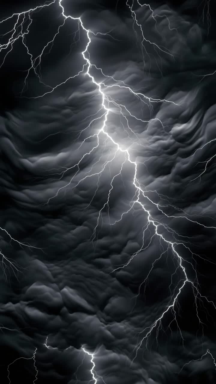 Dramatic overhead shot of lightning striking through dark storm clouds, capturing the intense energy