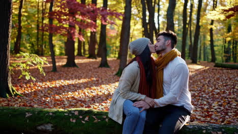 romantic couple in an autumn forest