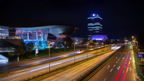 Timelapse-Del-Tráfico-Nocturno-De-Munich