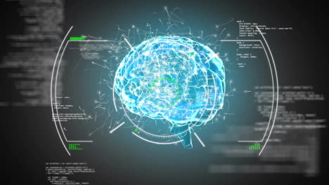 animación de escaneo de alcance y procesamiento de datos sobre el cerebro