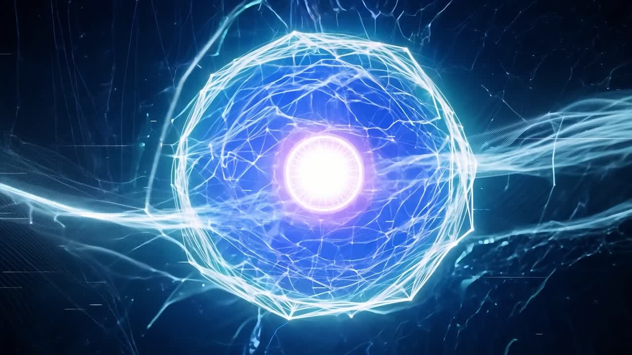 esfera azul brillante en una red digital