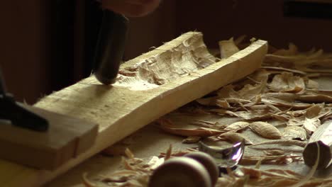 wood carving in the workshop