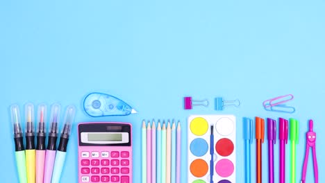 pastel back to school accessories ordering on the bottom of pastel blue theme. stop motion
