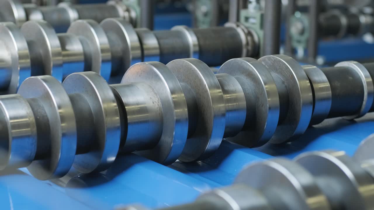 Metal sheet forming machine at the modern metalwork factory.