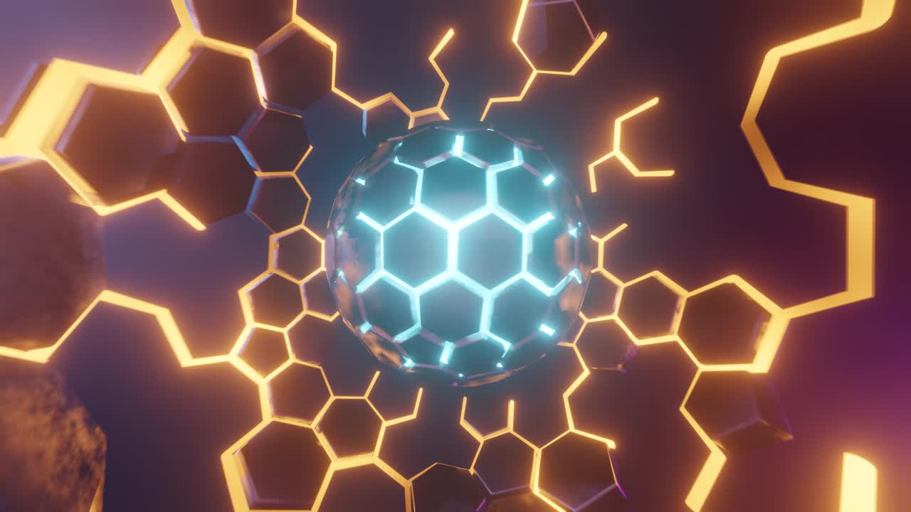 física futurista núcleo atómico. geometría abstracta esfera 3d hacer