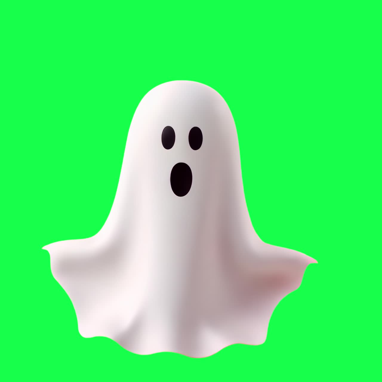 Cute ghost on green background transparent 4K video, green screen