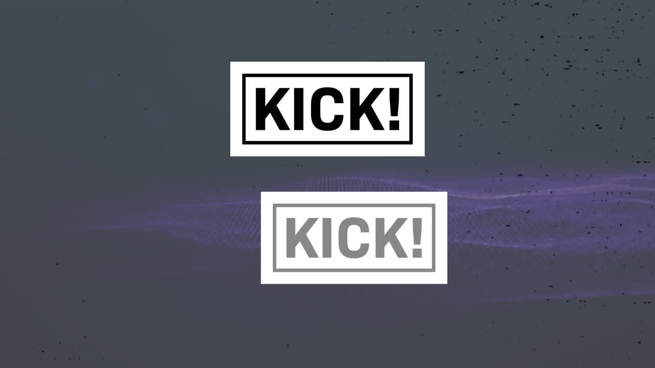 animación de texto de patada sobre olas en movimiento y cielo nocturno