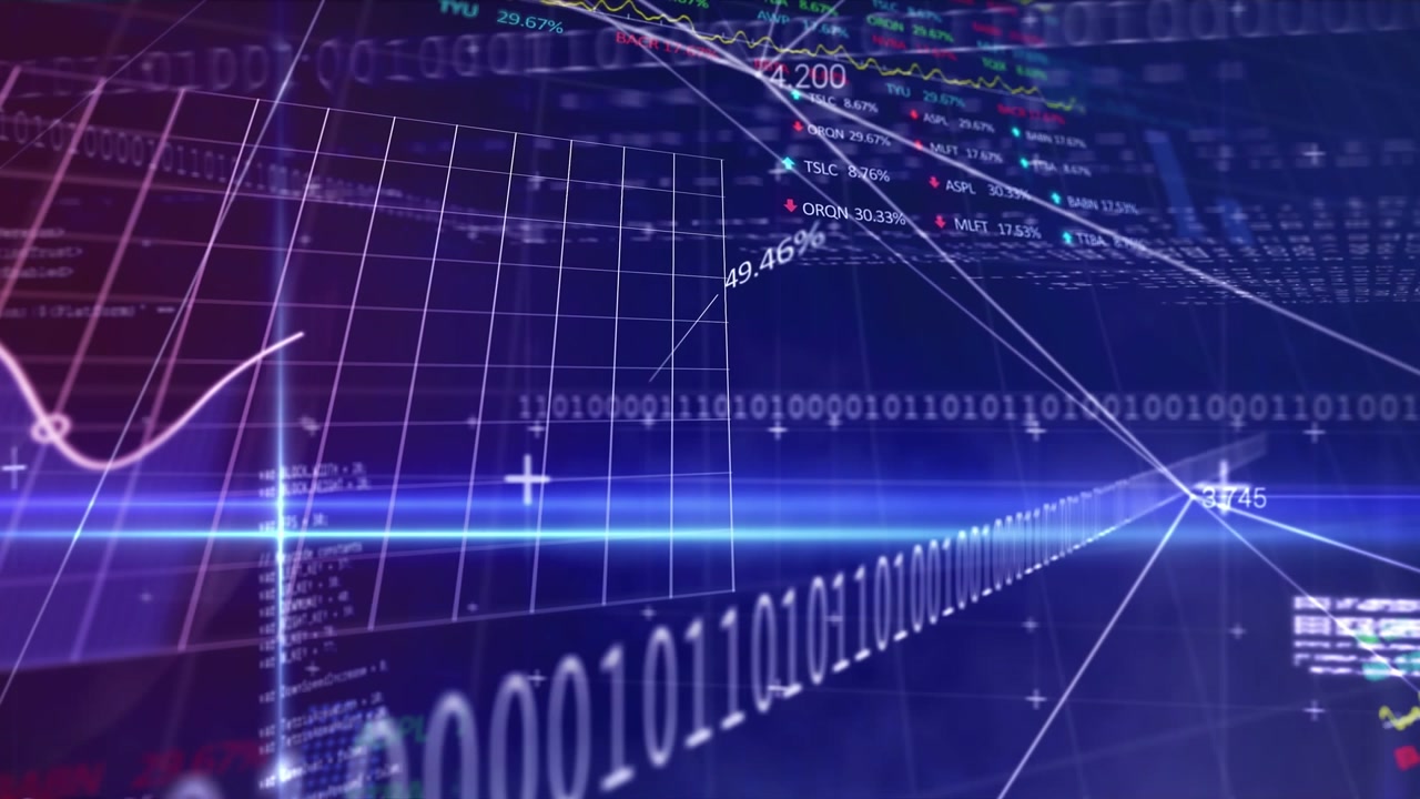 Animazione di interfaccia dati digitale su sfondo scuro