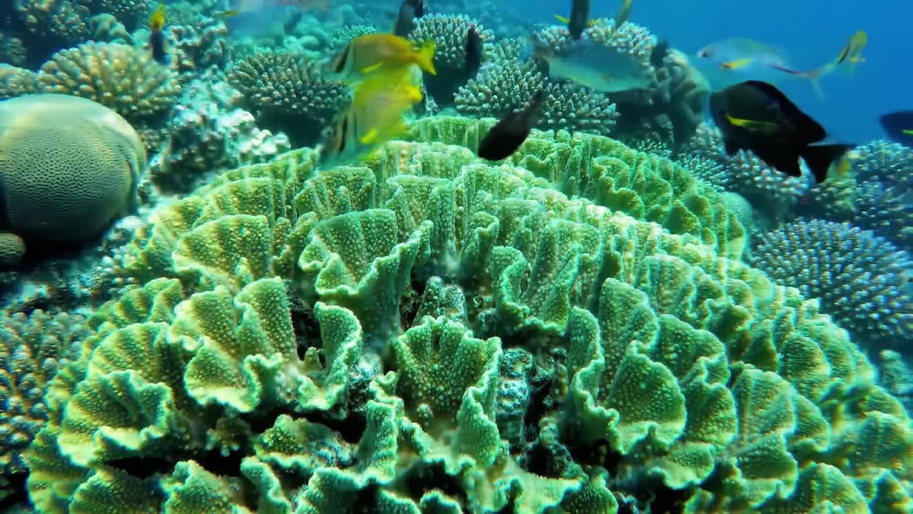 Vibrant Brain Coral and Fish in a Coral Reef