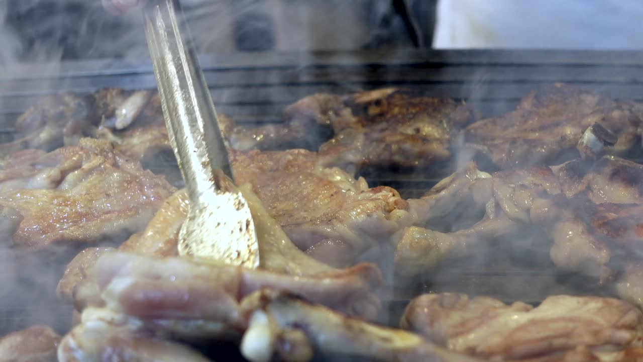 bbq 그릴에 긴 의 클로즈업