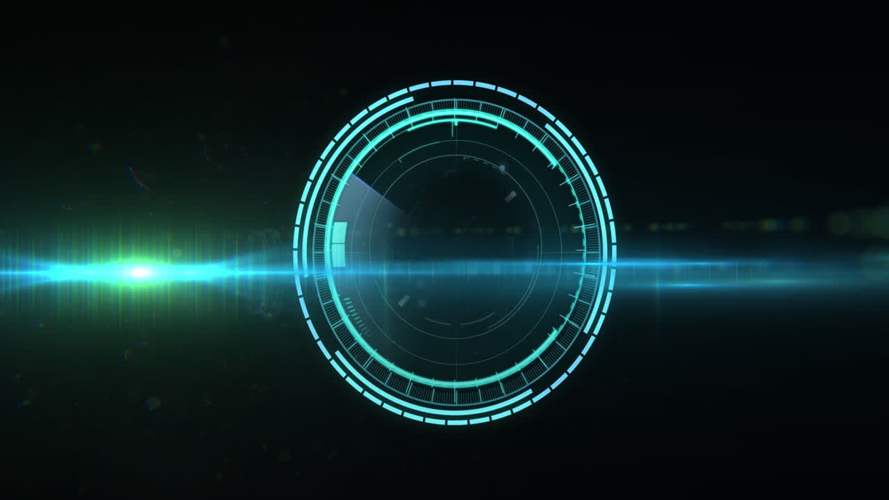 animación de rastros de luz sobre el escaneo del alcance sobre fondo negro