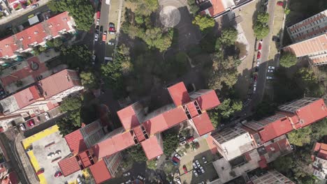 Above-the-Rooftops,-residential-complexes-in-Coyoacan,-CDMX