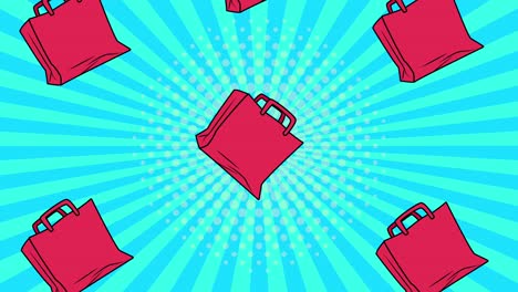shopping bags pattern pop art style animation