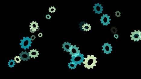 animación de engranajes en bucle abstracto de 4k, fondo de color negro