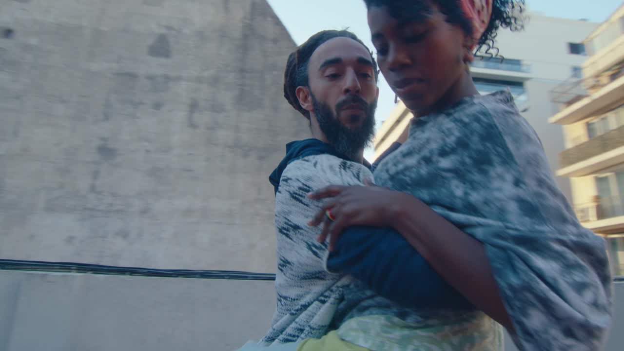 Romantic Couple Dancing Tango on Rooftop in Buenos Aires City