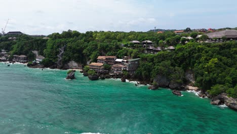 seaside resort in indonesia, aerial fly toward view