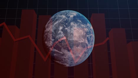 animation of financial data processing over globe